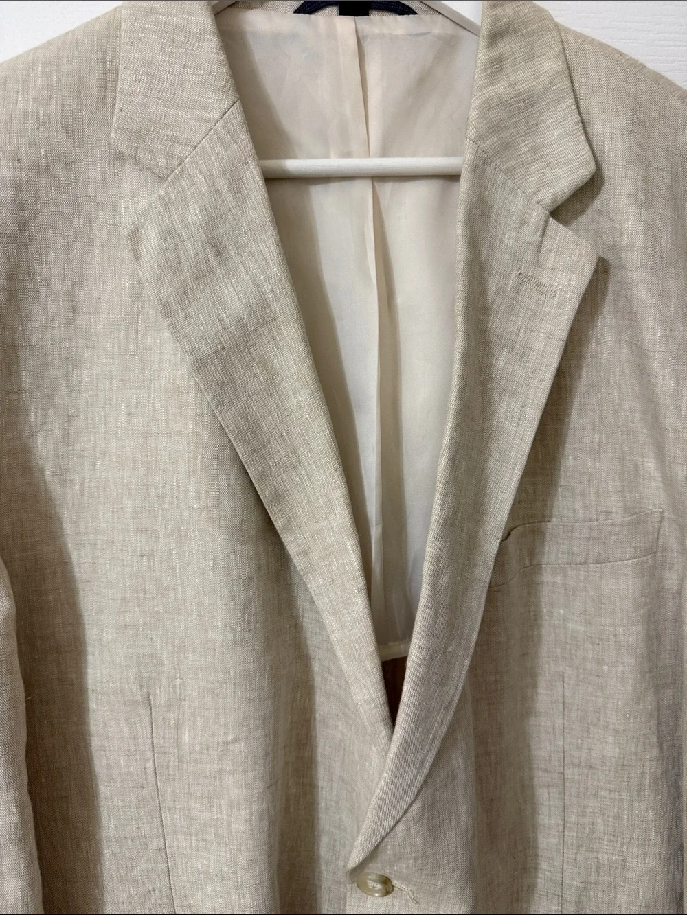 HASPEL Men's Linen Blazer in Natural Beige 46R